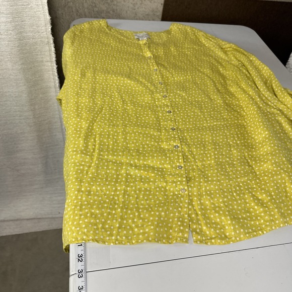 Rachel Zoe 100% Linen Womens 3X Yellow Polka Dot Resort Lagenlook Summer Casual - Picture 10 of 12